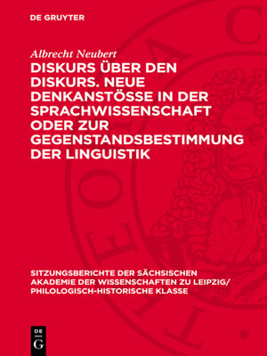 cover image of Diskurs über den Diskurs. Neue Denkanstösse in der Sprachwissenschaft oder zur Gegenstandsbestimmung der Linguistik